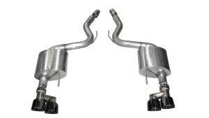 Ford Mustang Performance Exhaust - Rear - CORSA Performance - Axle-Back Sport with Quad Black Tips - Black - `15-`17